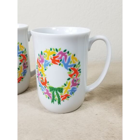 Toscany Greetings Coffee Mug Tea Cup 10oz Fine China Dove Wreath 4" Japan - Picture 4 of 13